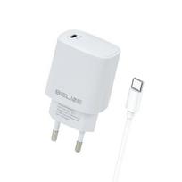 Beline Charger 1x USB-C 20W + cableUSB-C baltos spalvos /baltos spalvos PD 3.0 BLNCW20C
