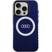 Audi IML Big Logo MagSafe Dėklas Apple iPhone 15 Pro 6.1″ mėlynos spalvos hardcase AU-IMLMIP15P-Q5/D2-BE