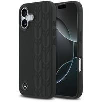 Original dėklas MERCEDES Leather Laurel Leaves MagSafe skirtas iPhone 17 juodos spalvos