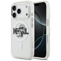 Originalus dėklas KARL LAGERFELD IML Glitter Karl & Choupette Sketch Logo Magsafe, skirtas iPhone 17 Pro, skaidrus