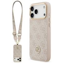 Original dėklas GUESS 4G Strass Logo & Big Strap Metal Buttons MagSafe skirtas iPhone 17 Pro Max pink