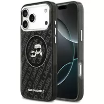 Karl Lagerfeld IML Glitter Karl  AND  Choupette Heads Logo phone case with MagSafe support for iPhone 17 Pro Max, black