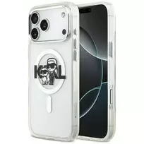 Karl Lagerfeld IML Glitter Karl  AND  Choupette Sketch Logo MagSafe Case for iPhone 17 Pro Max Clear