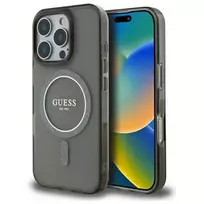 Guess GUHMP16LHFGEREK Apple iPhone 16 Pro 6.3" dėklas telefonui juodos spalvos IML Glitter Circle MagSafe