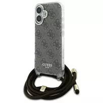 Guess GUHCP16SHC4SEW iPhone 16 6.1" telefono dėklas rudos spalvos/telefono dėklas rudos spalvos Crossbody Cord 4G Print