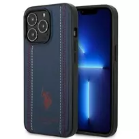 US Polo USHCP14XPFAV Apple iPhone 14 Pro Max 6.7" dėklas telefonui mėlynos spalvos Leather Stitch