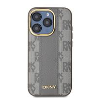 DKNY PU Leather Checkered Pattern Magsafe dėklas telefonui Apple iPhone 15 Pro Max Beige