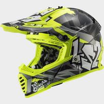 LS2 MX437 FAS EVO II MINI CRUSHER BLACK YELLOW vaikiškas krosinis šalmas L