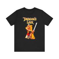 230 g/m² 100% medvilnės Drakonų urvas Arcade Snes Retro stiliaus viršelio iliustracija Unisex marškinėliai trumpomis rankovėmis XXS juoda