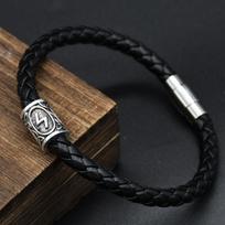 Viking Runes Bead Charms Bracelets DIY Norse Jewelry with Vegvisir Slavic Kolovrat Compass Beads for Men 19cm