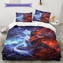 Toothless Art Pattern Bedding Quilt Set Quilt Cover Pillowcase Home Decoration Gift (1 * duvet cover + 2 * pillowcase, without core) 135x200cm