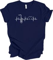 Saxophone Heartbeat T shirt | Jazz Music Lover Gift XL