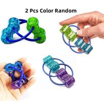 Double Circle Keychain Flip Stress Relieving Chain Fidget Finger Rotator Sensory Toy Keychain Handle Piece Enlightenment Gift