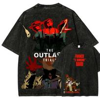 2026 Hot Sale The Outlast Trials T-shirt Vintage Washed Horror Game Graphic Unisex Oversized Crew Neck Cotton Casual Loose Short Sleeve Tee Tops L
