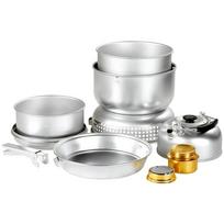 Lightweight Portable Outdoor Camping Gas Stove Aluminum Cookware Set šviesiai pilka spalva