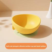 Cute Little Penguin Silicone Suction Cup Pet Bowl - Prevents Spillage, Theft and Biting. Perfect for Pet Feeding. žalia/geltona