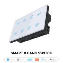 MOES Tuya Wifi Smart Touch Light Wall Switch 8 Gang Glass Panel Compatible with Alexa Google Home 147mm*86mm&Uk Standard balta