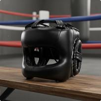 Face Boxing galvos apsauga su nosies apsauga, smūgių sugėrimu, suaugusiems, vaikams, varžyboms, Black L