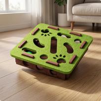 Cat Maze Box Cutout Openings Felt Toy Open Side Holes Greenbrown Square without Ball Green-brown Square without Ball