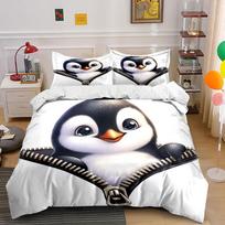 Penguin emerging from zipper. Bedding sets Duvet cover sets Duvet covers Pillowcases(1*Duvet Cover 2*Pillowcases without duvet insert) 135x200cm
