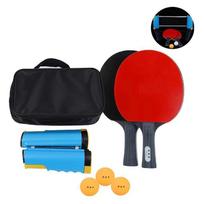 Customized Professional Wood Ping Pong Bat Set Portable Table Tennis Racket 2 Rackets 3 Balls Double Zipper Case raudona