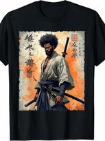 Unisex Vintage African Samurai Afro Bushido Warrior Katana T-Shirt S