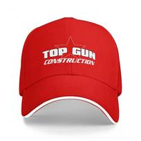 TOP GUN CONSTRUCTION BASEBALL CAP BLACK WITH RED STAR LOGO UnisexS ADJUSTABLE HAT FOR WORK AND CASUAL WEAR STYLE Adjustable