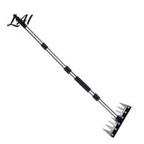 Efficient Soil Penetration Tool Weeding Rake with Adjustable Long Handle 8 Teeth B