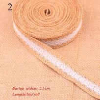1m/roll Craft Wedding Satin Bow Jute Burlap Hessian Ribbon Sisal Trim Lace Edge 4