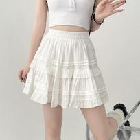 Ruffled Shorts Skirt for Women Spring Summer High Waist Cute Cake Skirt White Ballet Style Female Clothing Korean Fashion S balta