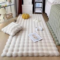 1pc Bubble Velvet Carpet Floor Mat, Cream Style Solid Color Plush Living Room Sofa Bedside Thick Warm Decorative Mat 60*180cm