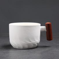 kavos puodelis espresso kūrybiška medinė rankena latte puodelis retro šiurkščios keramikos puodelis vidutinio dydžio ir senovinis keramikos popietės puodelis Small size 70ml balta