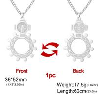 St.Benedict Medal Necklaces Stainless Steel Catholic Exorcism Cross Pendant Chain Double-sided Christian Baptism Jewelry