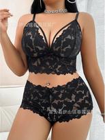 European and American sexy lace erotic underwear perspective temptation pajamas loungewear women's two-piece suit S juoda