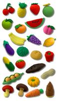 PERSIMONE Mini Erasers Fun School Educational Miniature Pretend Random 22 Pieces - Stationery, Toy, Toy, Assembly, Play, Vegetables, Fruits, Design,