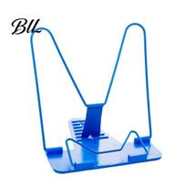 Macaron Color Book Stand Multifunctional Reading for Desk Adjustable Rack with Page Holder Foldable Metal Base Non-Slip Tabs Neck Pain Relief mėlyna