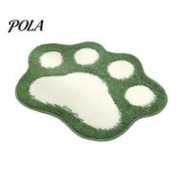Water Absorbent Door Mat Cat Paw Bath Mat, Non-Slip Soft Fluffy Rug, Cozy Bedroom Area Rug Washable Cute for Entrance Bathroom Cashmere-like žalia