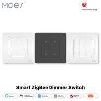 Push Button Dimmer Switch Tuya Zigbee Smart Wall Switch EU UK MOES 86*86MM Home Automation (as the picture,86*86mm&White)