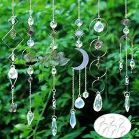10pcs Colorful Crystal Suncatcher with Chain Pendant Ornaments Hanging Crystals Prism Rainbow Maker for Wedding Party Gift (as the picture,One Size)