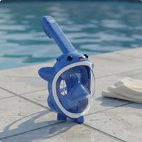 Children's Fully Face Snorkel Facepiece AntiFog Water Spray Diving Easy Dark Blue Whale