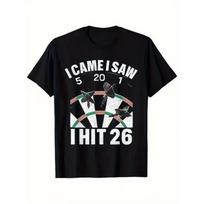 Funny Dart Score Came I Saw Hit 26 Women's T-Shirt Men Oversized Tee Cotton Unisex Short Sleeve loose Top M