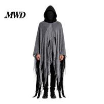 Halloween Hooded Cloak Grim Reaper Costume, Scary Cape with Mysterious Costume Head Cover for Adult, Medieval, Renaissance Cosplay Accessory Swinging juoda