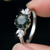 Unique Hexagon Agate Crystal White Zircon Rings For Women Trendy CopperColor Engagement Ring Wedding Jewelry Mother's Day Gifts 6