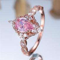 Trendy Pink Purpl Zircon Crystal Drop Stone Vintage CopperGold Color Wedding Bands Engagement Rings For Women Jewelry 7
