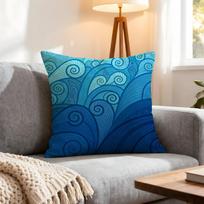 Light Blue Ocean Ripple Cushion Cover 1Pcs Decorative Covers Soft Cushion Case For Sofa Couch Decor 40X40 45X45 Pillowcases Peach skin 18*18(CM)-1Pcs