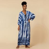 EDOLYNSA 2023 m. vasaros moteriškas afrikietiškas kimono megztinis ilgas atviras priekinis lengvas striukė su prašmatniu maudymosi kostiumėliu Q1314 One size mėlyna