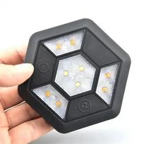 360 laipsnių besisukanti LED magnetinė įspėjamoji lemputė, mirksinti, įkraunama, geltona, balta, eismo saugos blyksnis, automobilio saugos signalinė lemputė gray