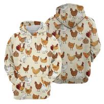 Couple Hip Hop Hoodies Women's Chicken 3D Printed Sweatshirt Harajuku Fashion Style Hoodie Casual Pullover Streetwear Hoody XXS beige