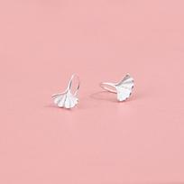 Ginkgo Biloba Stud Earrings, Ear Hooks, Women's Ins Simple Style, Niche Design Sense, Small Picking Ear Hole Earrings white