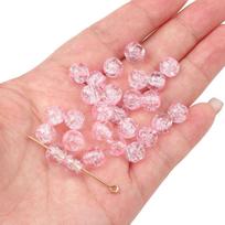 8 mm ledo įtrūkimo nefrito karoliukai: Skaldyti apvalūs karoliukai rankų darbo papuošalams – apyrankėms, karoliams, pakabukams ir aksesuarams. 8mm, approx. 1mm hole, 20 pieces per pack rožinė
